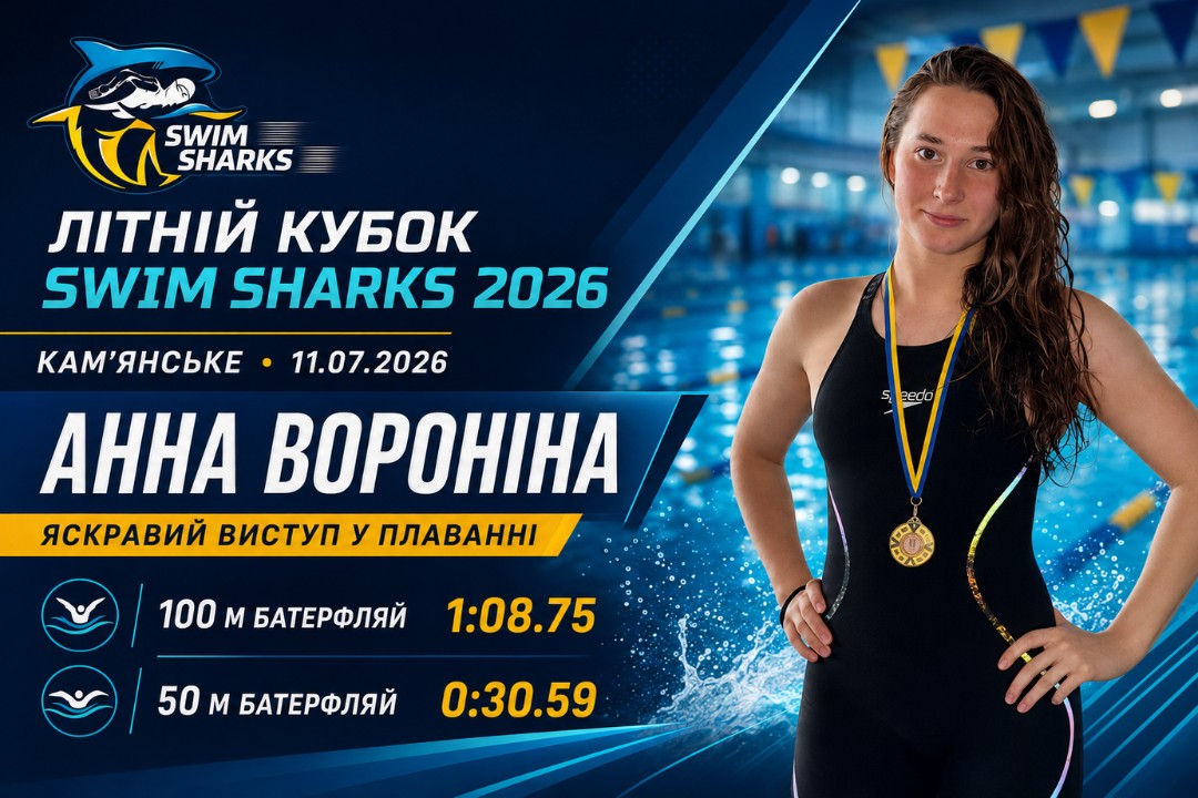 Ви зараз переглядаєте Дві перемоги Анни Вороніної на літньому Кубку «Swim Sharks»